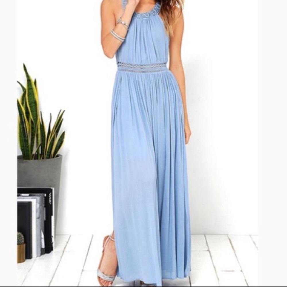 Lulu’s light blue braided maxi dress